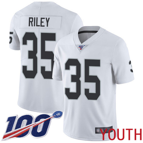 Oakland Raiders Limited White Youth Curtis Riley Road Jersey NFL Football 35 100th Season Vapor Jersey